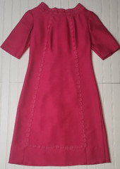Vintage 70s Silvia Ann Pink Sheath Dress Womens Size 10 Knee Length Flowers