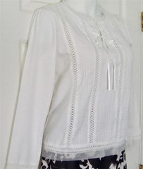 LN Vintage FADED GLORY Embroidered BOHO Peasant Style LS Dressy Blouse Sz S