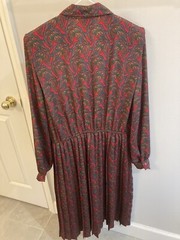 VTG Lady Carol Petites of New York Paisley Print Button Dress Elastic Waist Sz12