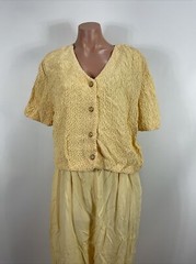 Vintage Yellow D. FRANK Jumpsuit Size M 90s Crop Vest Tapered Leg