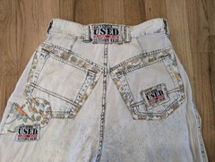 Vtg GET USED by ELIE High Waist Floral Patches Acid Wash Mom Jeans Streetwear 90