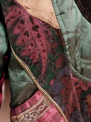 Vtg 90s Iridescent Patchwork Velvet Tapestry Full Zip Puffer Jacket Women’s XS