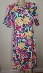 Vintage Matti of Lynne By Pina LoVoi Floral Two Piece Outfit Size 10