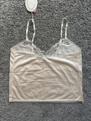 Vintage Private Treasures By Avon Camisole Size M Ivory Lace Antron III Nylon