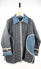 Vintage Enjoy the label embroidered short jacket in charcoal/teal size L/UK14