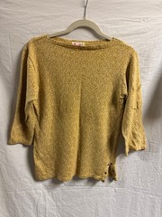 Rare Raybrooke S/M Vintage T Shirt Top 60s Cotton Knit Gold Eyelet Boatneck