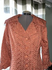 VTG Homemade Jacket Deep Apricot Color With Lining. With A Button Up A Line Cut.
