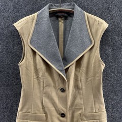 Vtg Escada Dress Vest 36 Small Beige Virgin Wool EU Luxury Structured Neutral