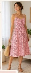 Vintage Y2k Lanz Originals Red Floral Sundress Cottagecore Midi Dress Size 7/14