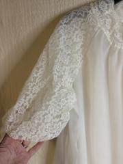 Vintage Vanity Fair Peignoir Lace Puff Sleeve Sheer Tricot Double Layer Robe 40