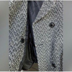 Giacca Tweed Croped Pea Coat LP Black Gray Herringbone Trench Jacket Y2K Preppy