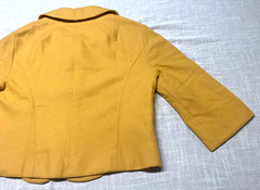 Vintage Skirt Suit Yellow Wool 60s Two Piece Set Handmade Retro Cropped Jacket
