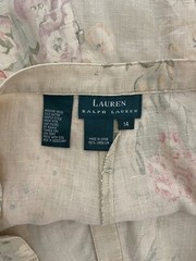 Vintage 1980’s Ralph Lauren 100% Linen Floral Button Front Skirt Sz 14