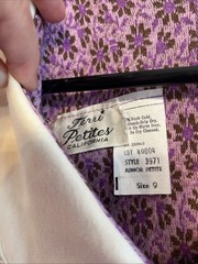 Vintage Terri Petites Purple Floral Print Zipper Dress With Peter Pan Collar