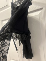 VTG 90’s Shirley Of Hollywood Black Lace Teddiette Underwire Corset&Garter S-L