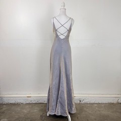Jump 90s Y2k Vintage Purple Metallic Iridescent Formal Gown Maxi Dress Sz 5-6 S