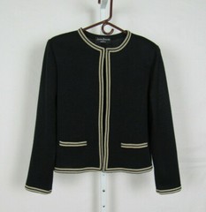 VTG 1960s 70s JAMES KENROB BY DALTON BLACK KNIT SWEATER BLACK TAN TRIM