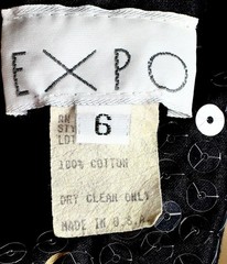 1980s 90s Vintage Expo Dress Black Floral Wet Look Sequin Party Evening Prom 4