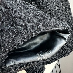 Vintage 1940’s Jet Black Curly Lamb Fur Cape Jacket Coat Size S/M