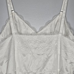 VTG Dixie Belle White Lace Camisole Tank Top 44 3X Nylon Satin Lingerie