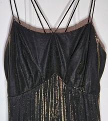 Vintage Filigree Ltd Collection Womens Mini Dress Black Gold Sparkles Pleated