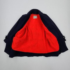 Vintage 40s Davis Of Boston Womans Wool Belted Navy Military Style Lined Coat