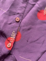 Vintage 1980s Charles Bianco Purple Red Tie Neck Blouse 100% Silk Short Sleeves