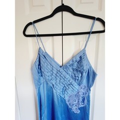 Lily Of France M Vintage 60’s Long Nightgown Robe Blue Set Union Made USA Lace