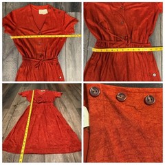 Frederick’s of Hollywood Faux Suede Button Midi Dress Terracotta S Vintage Boho