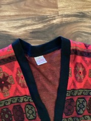 Vintage Graff Californiawear Pattern Red Black Sweater Material Size S/M