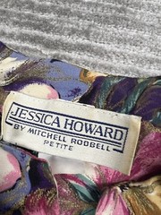 Jessica Howard by Mitchell Rodbell Top Womens S Petite Multicolor Floral Padded