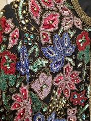 Vintage 1980s D’ore by Della Roufogali Silk Jacket w/ Intricate Beadwork/Sequins