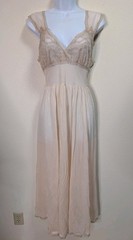 Vintage Blush Peach Lace Chiffon Gown Bardot Style Romantic Bridal Lingerie Slip