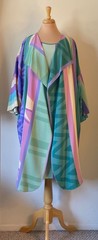 Yolanda Lorente Size 2 XL 1X Hand Painted Art to Wear Silk 3 Pc Dress Jacket Set