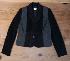 VTG Lana Lee Womens 10 Jacket Cropped Retro Black Gray Artsy Pinstripe Indie