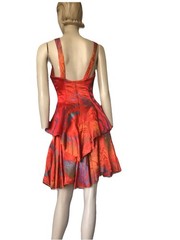 Vtg 80s Studibaker Hawk red 2 pc printed skirt top suit 10