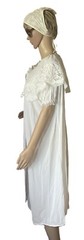 1950s White Two Piece Midi Length Nightgown & Robe Peignoir Set-Lovely Lace Trim
