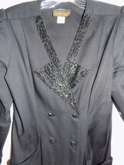 Taurus Nites Petites 8 M 80’s black glass beaded formal evening gown dress