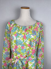Posh Jay Anderson Vintage Dress Women’s 16 Midi Retro Colorful Floral Belt Tie