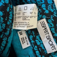 80s vtg ESPRIT SPORT All Over Print AUDIENCE Graphic Jean Skirt DENIM Pencil Blu