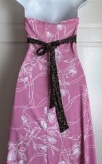 Vintage 90s Y2K PS PerSeption Pink Floral Asymmetrical Strapless Empire Dress SM