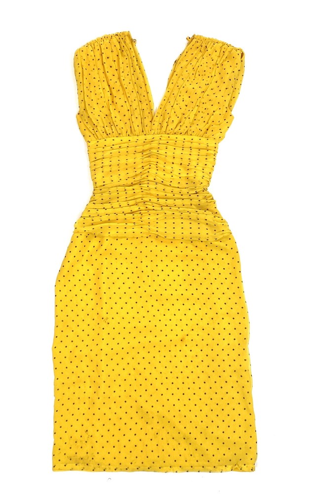 70s Dress Wayne Clark Aline Marelle Silk Chiffon Ruched Gathered Overlay Small 4
