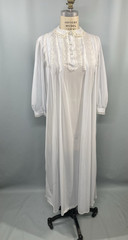 Vintage Robe Nightgown SIZE SMALL blue long ruffle lace CHARACTER 60s 70s