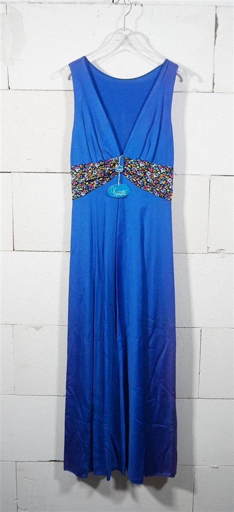 True Vintage Kentell Dress Strappy Dress Blue Floral Size Taglia 42 (36-38)