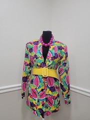 VTG’80s Claudia Kitsch Fruit Print Blazer Jacket Watermelon Cherry Pop Art Deco