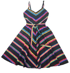 Vtg Dress 13/14 Rainbow Chevron Stripe Carrie Bradshaw ALT Pride Festival Disco