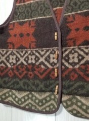 Vintage At Last Wool Vest Women Sz M Wood Buttons Aztec Southwest Style