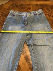 ESCADA VTG LIGHT WASHED RHINESTONE BEADED JEANS SZ44EU(10-12 US)MADE IN TURKEY