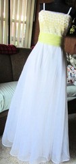 Vintage Alyce Design White Organza Yellow Chiffon Sequins Spaghetti Straps SZ 6