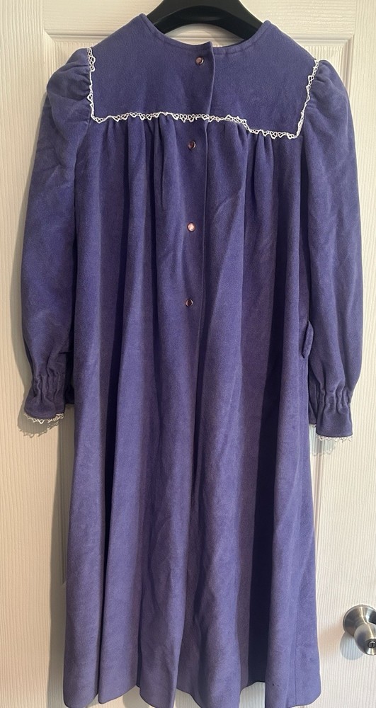 Vtg Homemade Women’s Robe Housecoat Blue Fleece Long